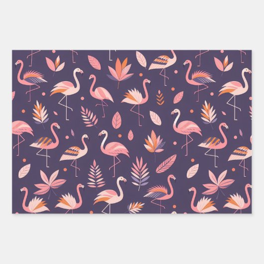Flamingo Paradise Pattern Geschenkpapier Set (Vorderseite)