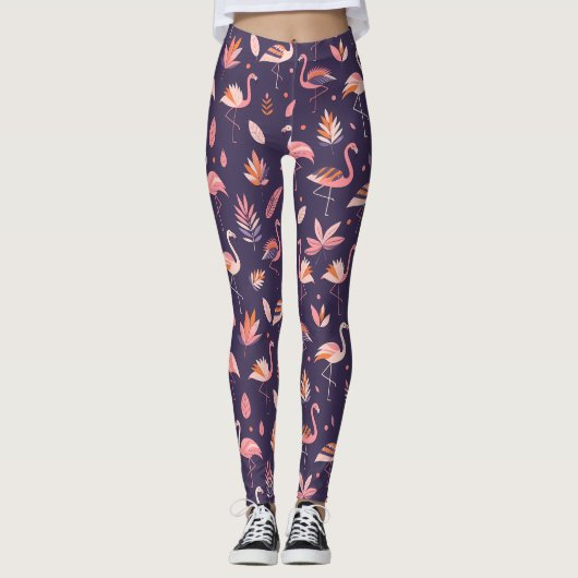 Flamingo Paradise Pattern Leggings (Vorderseite)