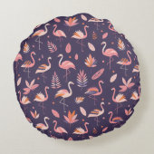 Flamingo Paradise Pattern Rundes Kissen (Rückseite)