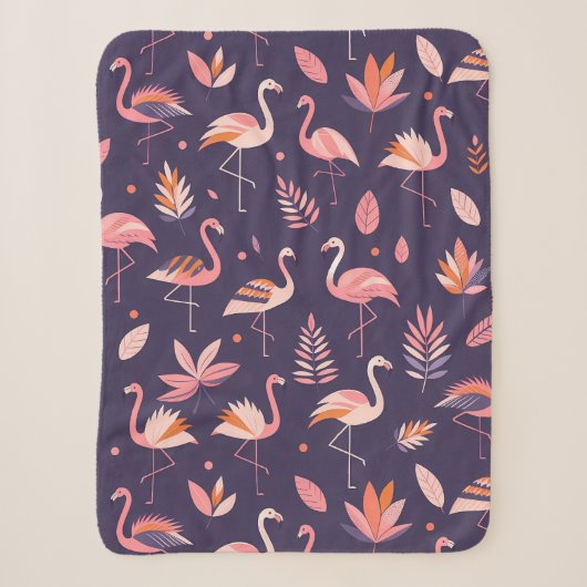 Flamingo Paradise Pattern Sherpadecke (Vorderseite)