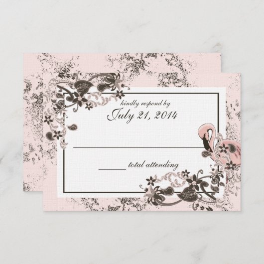 Flamingo Paradise Wedding Response RSVP Karte (Vorne/Hinten)