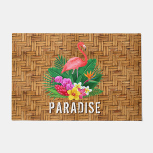 Flamingo Paradise Wicker Print Fußmatte