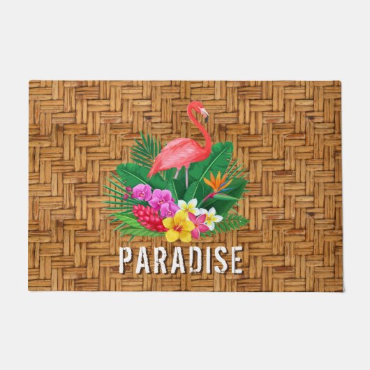 Flamingo Paradise Wicker Print Fußmatte (Vorderseite)