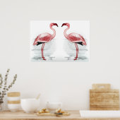 FLAMINGO PARK Flamingo Flock Flock Kunstdrucken Poster (Küche)