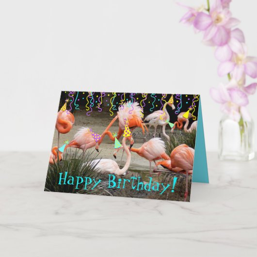 Flamingo Party Birds Happy Birthday Card Karte (Orchidee)