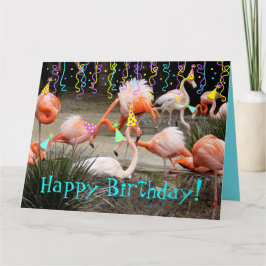 Flamingo Party Birds Happy Birthday Card Karte