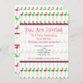 Flamingo-Party Einladung - rosa und grünes Muster (Vorne/Hinten)