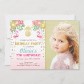 Flamingo-Party Einladung tropisches Geburtstag (Vorderseite)