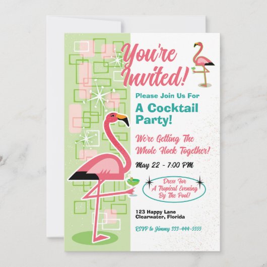 Flamingo-Party Einladungen (Vorderseite)