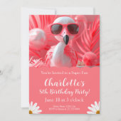 Flamingo Party Geburtstag für Kinder Einladung (Vorderseite)