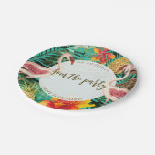 Flamingo-Party-Grillen mit Text Pappteller (Schrägansicht)