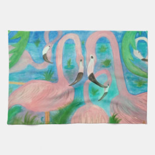 Flamingo-Party-Kunsthandtuch Küchentuch