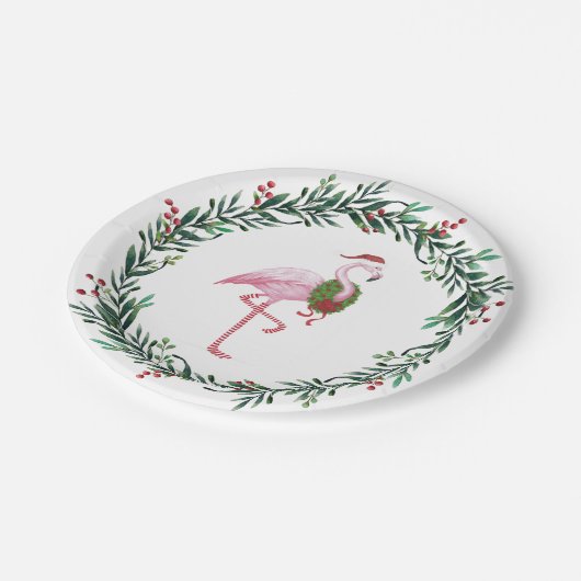 Flamingo-Party Pappteller (Schrägansicht)