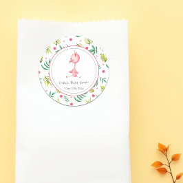 Flamingo Party Personalisiert Niedliche Babydusche Runder Aufkleber