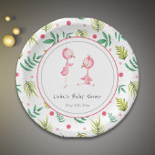 Flamingo Party Personalisiert Twins Baby Dusche Pappteller