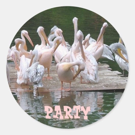Flamingo Party Runder Aufkleber (Vorderseite)