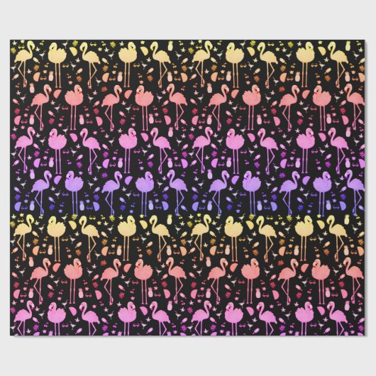 Flamingo Party Technicolor Wrapping Paper Geschenkpapier (Flach)