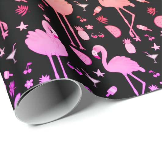 Flamingo Party Technicolor Wrapping Paper Geschenkpapier (Rolleneckpunkt)