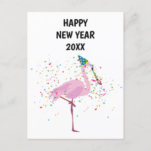 Flamingo Partying - Animal Holiday New Years Card Feiertagspostkarte
