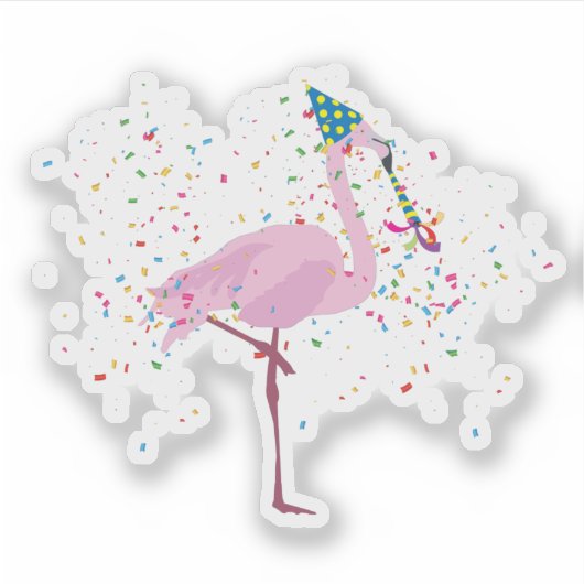 Flamingo Partying - Tiere mit Party Aufkleber (Vorderseite)