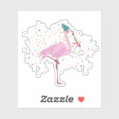 Flamingo Partying - Tiere mit Party Aufkleber (Blatt)