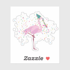 Flamingo Partying - Tiere mit Party Aufkleber