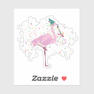 Flamingo Partying - Tiere mit Party Aufkleber