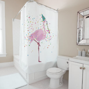 Flamingo Partying - Tiere mit Party Duschvorhang