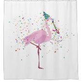Flamingo Partying - Tiere mit Party Duschvorhang (Vorderseite)