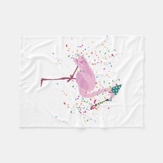 Flamingo Partying - Tiere mit Party Fleecedecke (Vorderseite (Horizontal))