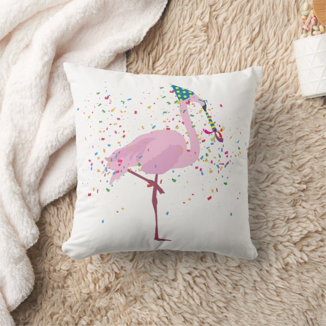 Flamingo Partying - Tiere mit Party Kissen (Decke)