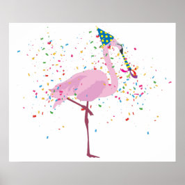 Flamingo Partying - Tiere mit Party Poster