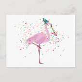 Flamingo Partying - Tiere mit Party Postkarte (Vorderseite)