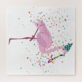 Flamingo Partying - Tiere mit Party Puzzle (Horizontal)