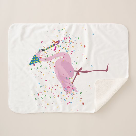 Flamingo Partying - Tiere mit Party Sherpadecke (Vorderseite (Horizontal))