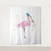 Flamingo Partying - Tiere mit Party Wandteppich (Vorderseite)