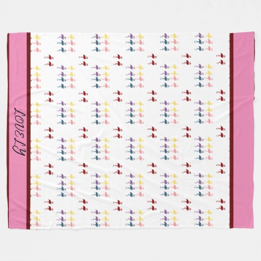 Flamingo Pattern farbenfroh Fleecedecke (Vorderseite (Horizontal))