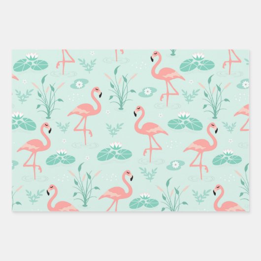 Flamingo Pattern Geschenkpapier Set (Vorderseite)