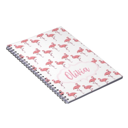 Flamingo Pattern Individuelle Name Notizblock (Rechte Seite)