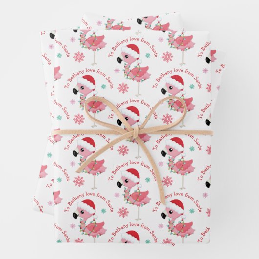 Flamingo Pattern Kindername Liebe Weihnachten Geschenkpapier Set (Beispiel)