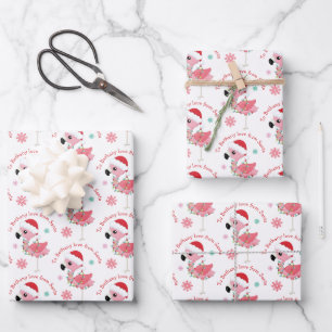 Flamingo Pattern Kindername Liebe Weihnachten Geschenkpapier Set