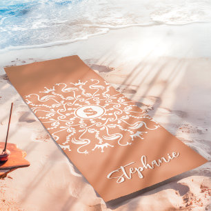 Flamingo Pearl Mandala Monogram Coral Beach Yogamatte