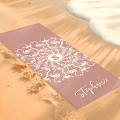 Flamingo Pearl Mandala Monogram Dusty Mauve Beach Yogamatte