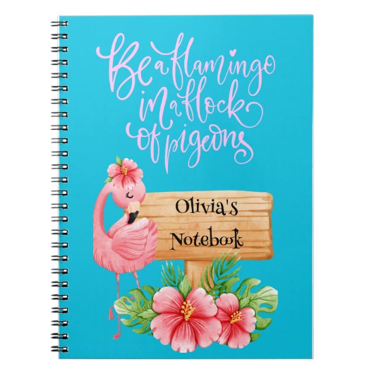 FLAMINGO PERSONALISIERT NOTEBOOK NOTIZBLOCK (Vorderseite)