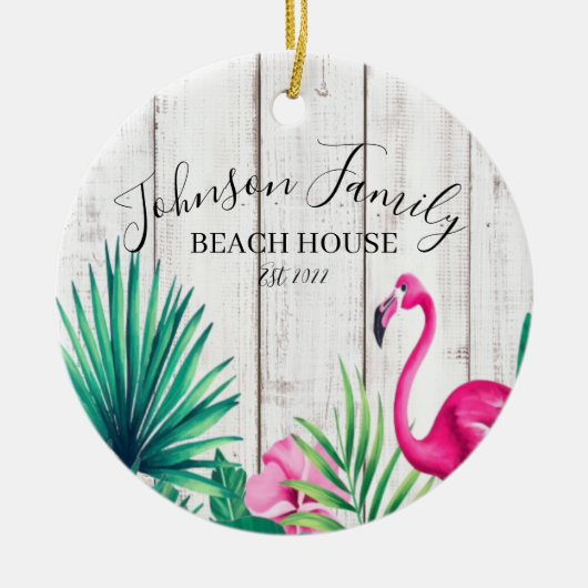 Flamingo Personalisierte Weihnachtsfeier Keramik Ornament (Vorne)