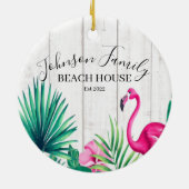 Flamingo Personalisierte Weihnachtsfeier Keramik Ornament (Hinten)