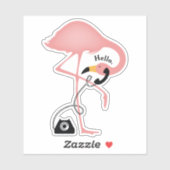 Flamingo Phone Hello Aufkleber (Blatt)