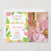 Flamingo Pineaple Geburtstag Einladungen mit Foto (Vorderseite)