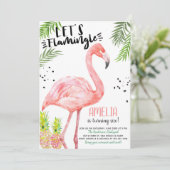 Flamingo Pineaple Watercolor Einladung (Stehend Vorderseite)