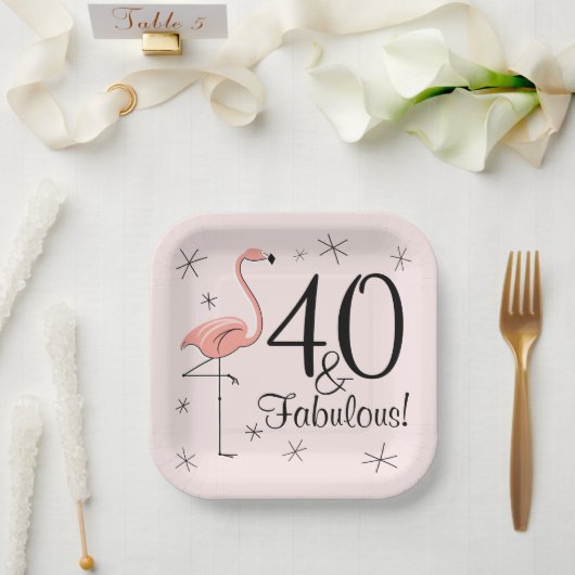 Flamingo Pink 40 und fabelhafter Platz Pappteller (Hochzeit)